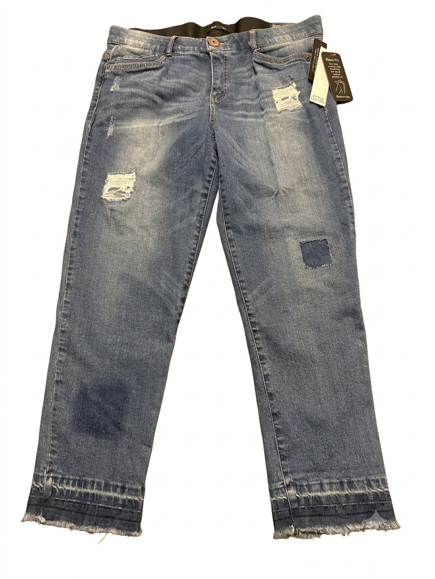 Relativity Distressed Ankle Jeans, Size 14 - Nwt Flexi-Fit, Released Frayed Hem